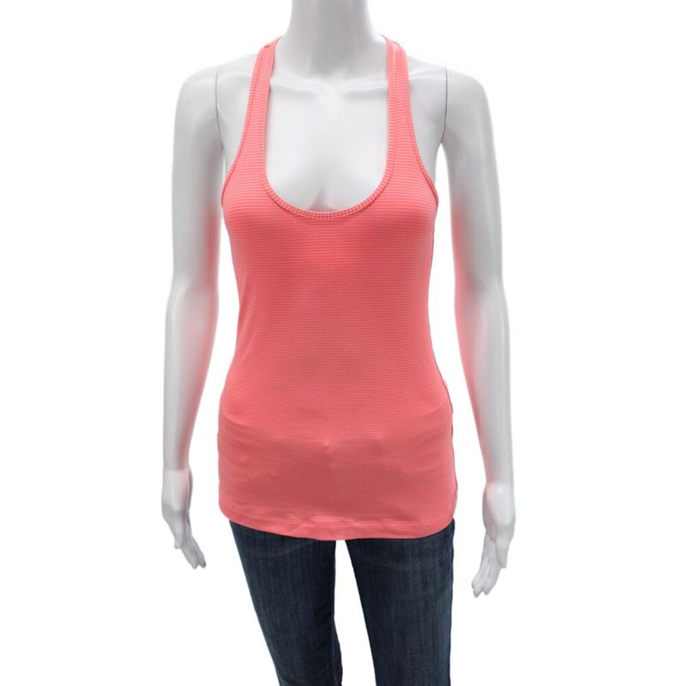 Lululemon Womens Pink Striped Scoop Neck Sleeveless Basic Tank Athleisure Size 6